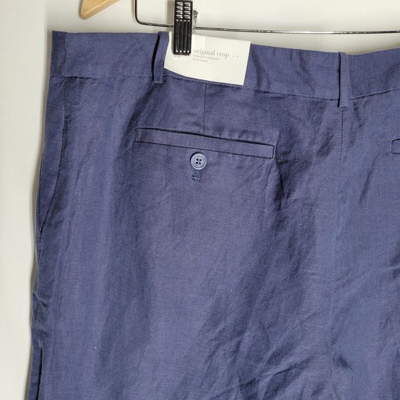 NWT LOFT Women's Pants Original Navy Blue Lightweight Linen Rayon Blend Size 16 - Picture 9 of 12